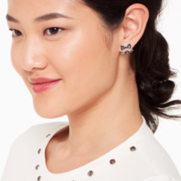 Kate Spade ♠️ NWT Black Cat Ear Jacket Earrings - Picture 6 of 7